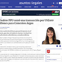 El bufete PPU cerr una transaccin por US$100 millones para Cementos Argos